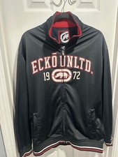 Vintage Ecko Unltd Track Jacket Mens Large Black Full Zip Y2K Hip Hop Streetwear