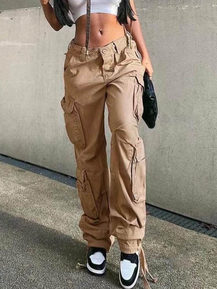 Vintage Cargo Pants Baggy Jeans Women Fashion 90s Streetwear Pocket Wide  Leg Y2K