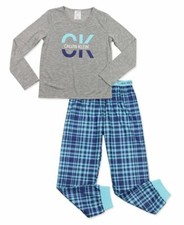 New Calvin Klein Big Girls Sleep Shirt  Joggers Set Size Small 6/6X MSRP 56