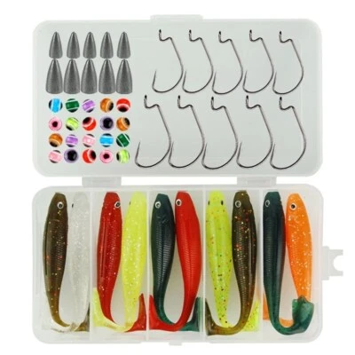 Carolina Rig Texas Rig Set Box Gummifische Offsethaken Blei Angelköder Zubehör