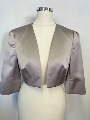 COAST SILVER EDGE TO EDGE HALF SLEEVE SATIN BOLERO