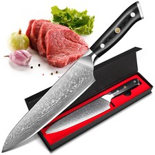 Damastmesser Profi Küchenmesser aus 67Lagen Damaststahl Chefmesser mit G10 Griff