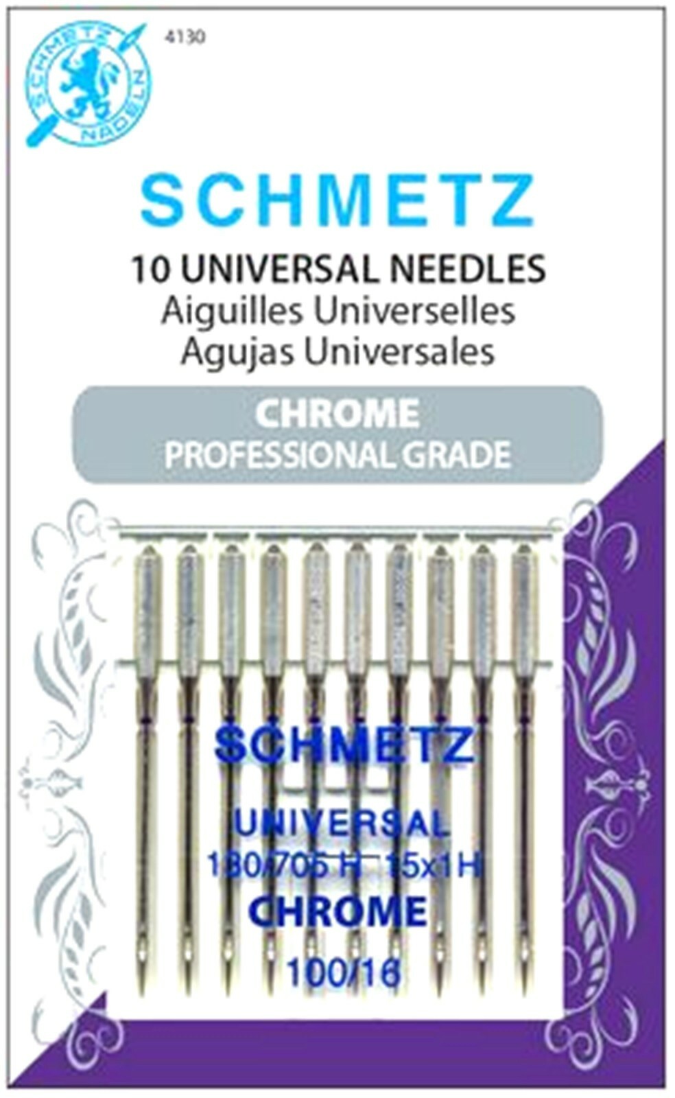 Schmetz Universal Chrome Sewing Machine Needles 100/16 10-Pack S-4130