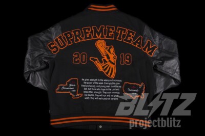 FW19 SUPREME TEAM VARSITY JACKET BLACK M MEDIUM 2019 | eBay
