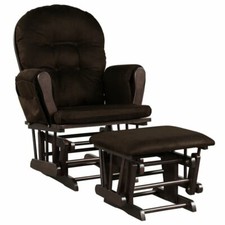 Nursery Glider Ottoman Set Espresso Wood Frame Brown Cushions Baby Rocker Chair