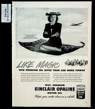 1947 Sinclair Premium Motor Oil Alexis Smith Magic Carpet Vintage Print Ad 30543