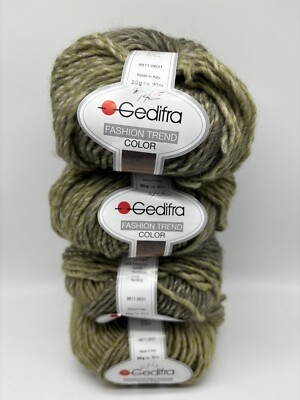 4 GEDIFRA Fashion Trend Yarn #4569 Green Variegated Made in Italy 50g 90m Wool