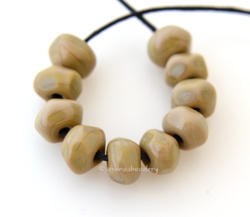 SOFT HONEY BEIGE NUGGET Beads * Lampwork Glass sra - tiny faceted rocks - Picture 2 of 5