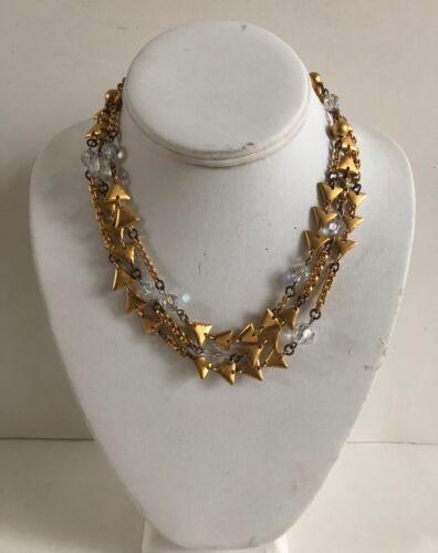Vintage 1980's Robert Lee Morris Triple Strand Crystal & Triangle Necklace - 第 1/6 張圖片