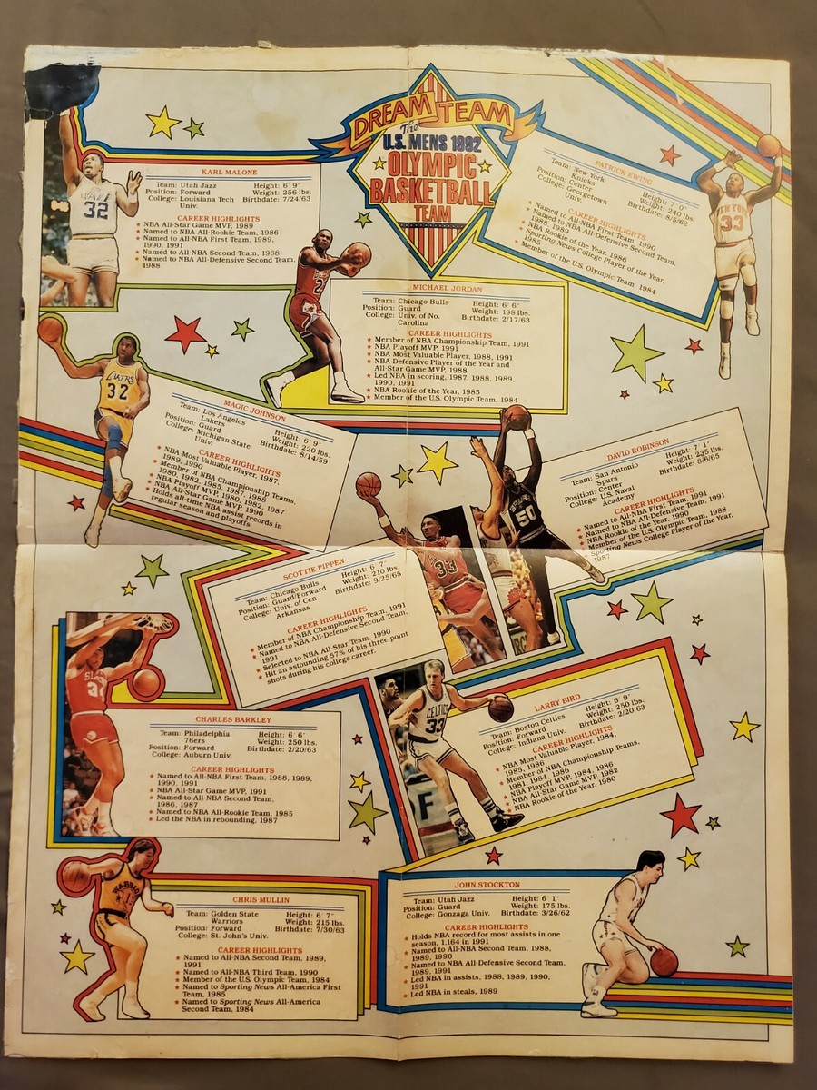 DREAM TEAM 1992 Olympic Basketball Barcelona vintage 34x22