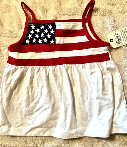 OshKosh B'Gosh Girls Sz 4T 2 Piece Patriotic Ruffled Jean Skirt & Tank Top NWT 4 - Picture 3 of 6