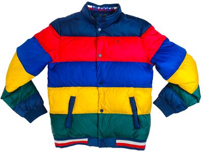 Vintage Y2K Tommy Hilfiger Color Youth Down Puffer Jacket Size Large  (12-14)