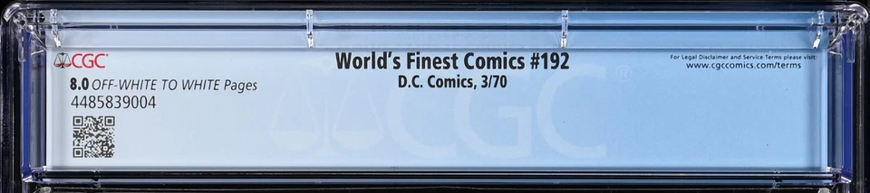 WORLD'S FINEST 192 CGC 8.0 BATMAN SUPERMAN ROBIN FIRST COL. KOSLOV CPR CANDIDATE - Image 4 of 4