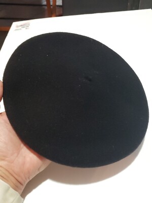Vintage Pierre Laulhere Black Wool Beret Hat Made in France 