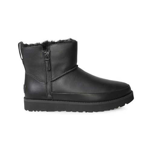 UGG CLASSIC ZIP MINI BLACK LEATHER 