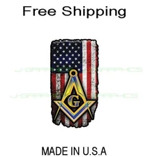 Freemason Mason Masonic Compass American USA Flag Sticker Window Bumper Decal B