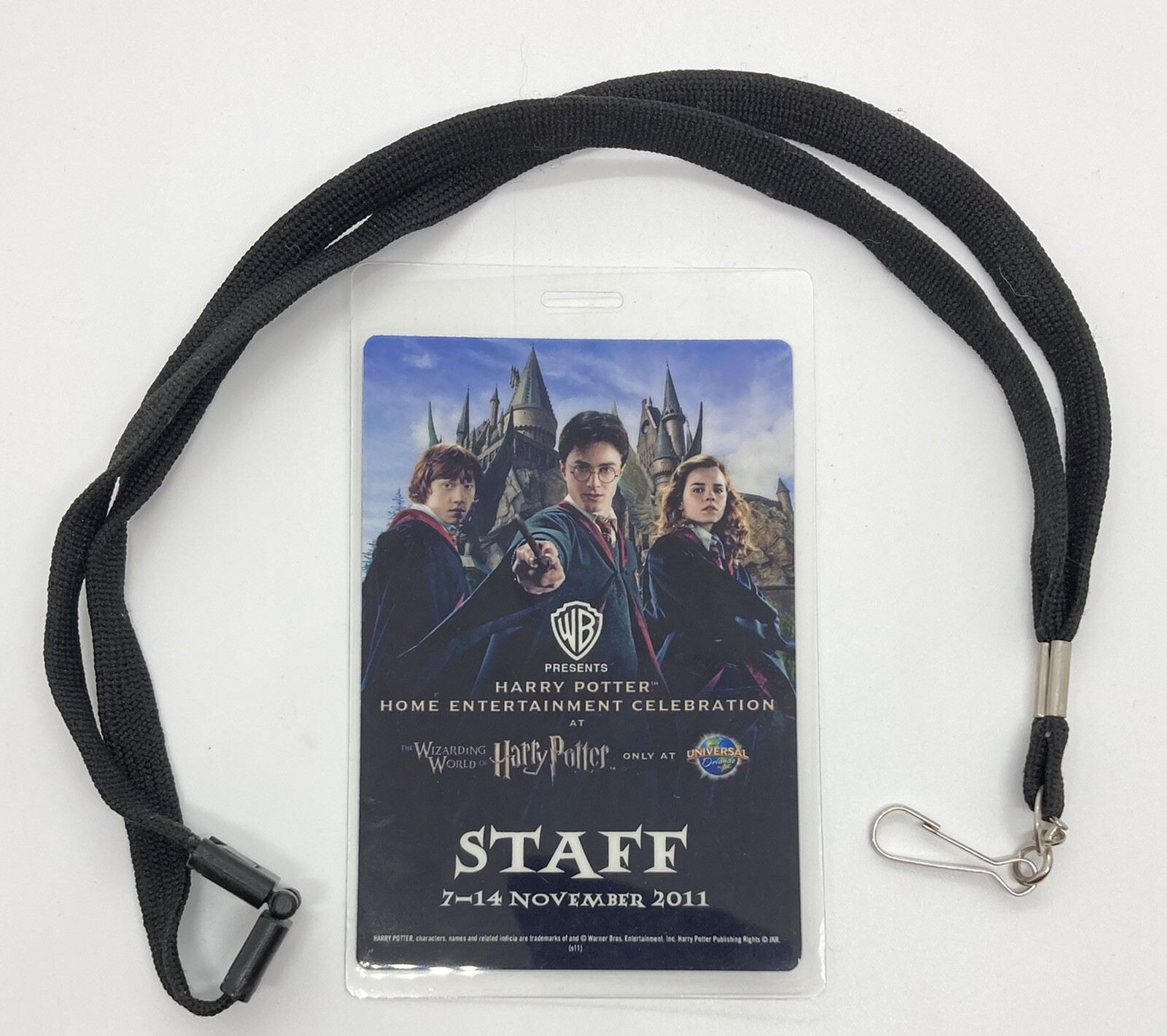 2011 Universal Studios Wizarding World of Harry Potter Staff Badge W/ Lanyard