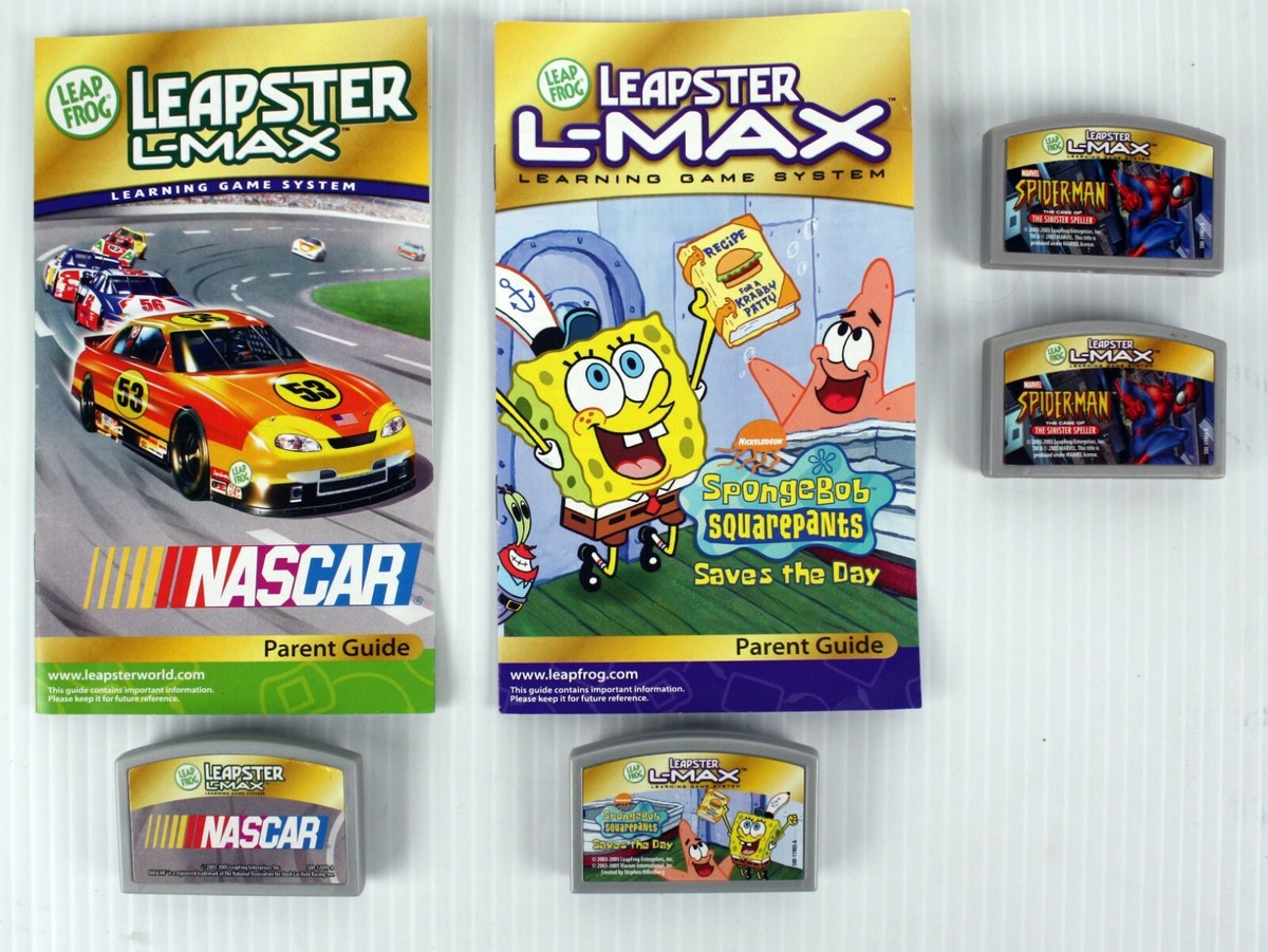 Leapfrog Leapster L-max Game Cartridges Book Lot of 4 NASCAR