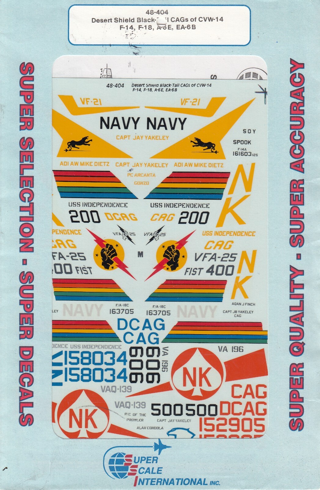 SUPERSCALEDECALS 1/48 DESERT SHIELD BLACK TAIL CAGS OF CVW-14 F-14 F-18 A-6E
