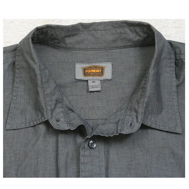 3XL Foundry Supply Co. Gray Dress Shirt Long Sleeve Mans Button Front XXXL 1-648 - Image 3 of 4