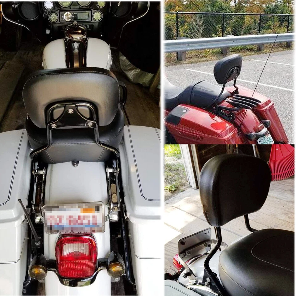 For Harley Touring Models 2009-2024 Backrest Sissy Bar and Luggage Rack Black Foto 4 de 4