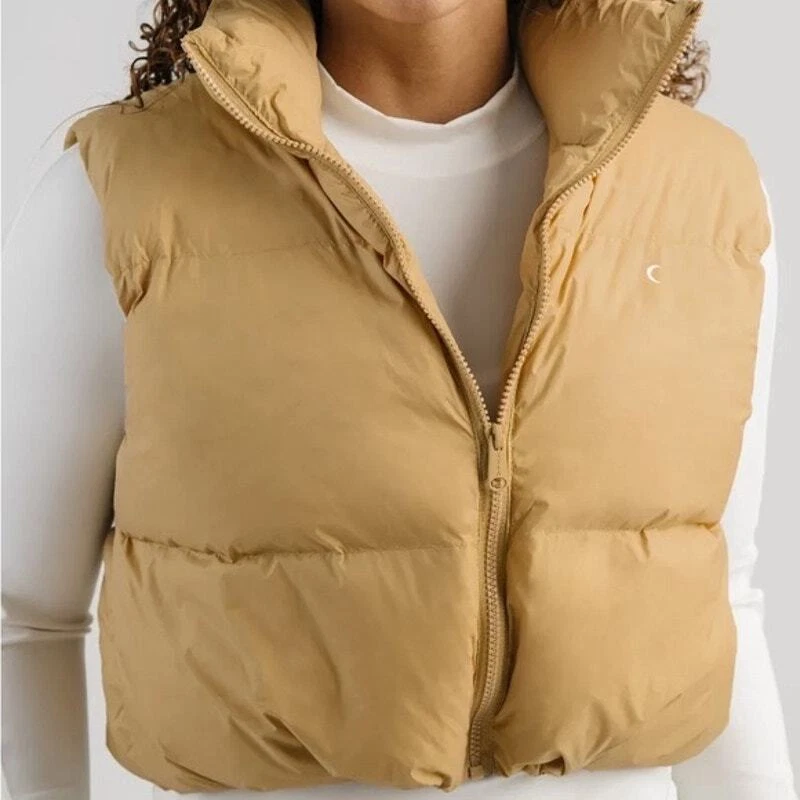 Zyia Active Women’s Khaki Elevate Cropped Puffer Vest - Size: Large - Image 3 of 4