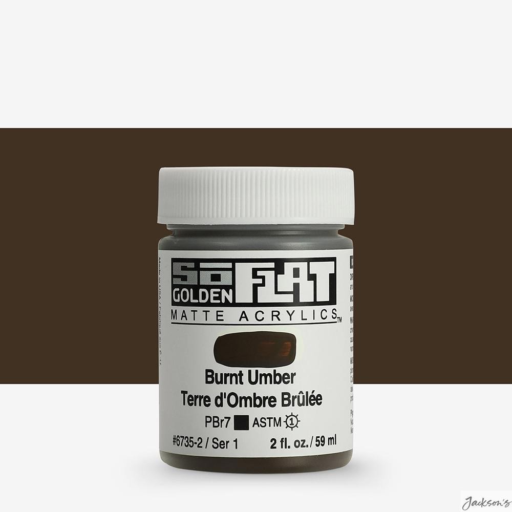Golden SoFlat Matte Acrylic Paint 59ml Burnt Umber For Fine Art Illustration