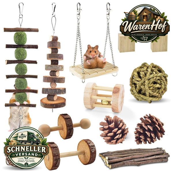 Kauspielzeug 12 StüCk Holz FüR Hamster Kaninchen Meerschweinchen Zahnpflege-image