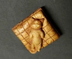 Signed Contemporary Boxwood Netsuke "Dream Gift" OOAK Hand Carved Fine Art
