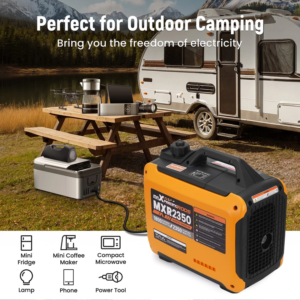 Inverter Generator 1.8KW Rated Generators Portable Quiet Pure Sine Wave Camping - Image 2 of 4