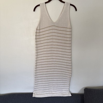 Floris Maxi Dress Cover Up Gold Metallic Stripe Size S/M Made in Italy