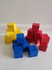 Lot of 23 Vintage Tupperware Toys Blocks Clamshell Letters Primary Color Connect
