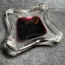 Murano Sommerso Vintage Art- Deep Purple Trinket Dish/Ashtray Mid Century Italy