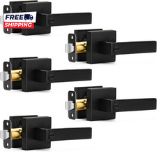 5 Pack Matte Black Door Handles Privacy Door Levers Keyless Interior Door Knobs