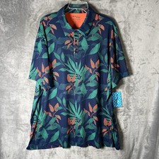 Birdie Bound Men s Golf Polo Shirt Blue /Green Floral 89 Polyester Size 3X