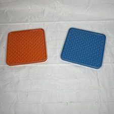 Ceramic PET Slow Feeder mats, 7.5 Inch Lick Mat dual set cylinder and cross