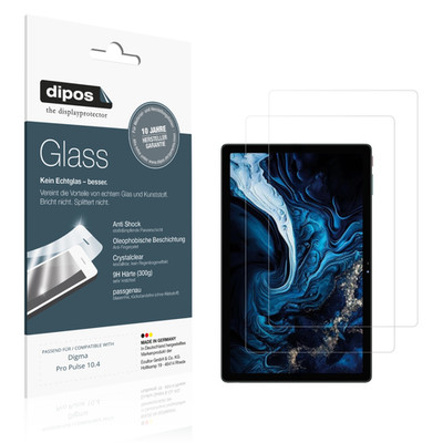 2x Schutzfolie für Digma Pro Pulse 10.4 - Anti-Shock 9H Folie dipos Glass