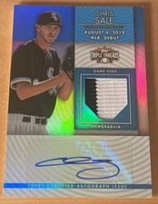 2012 Topps Triple Threads Unity Relics Sapphire 08/10 Chris Sale Auto