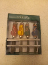 New Boston Warehouse Cheese Spreaders Golf Bag Handle Knives Set of 4 Christmas 