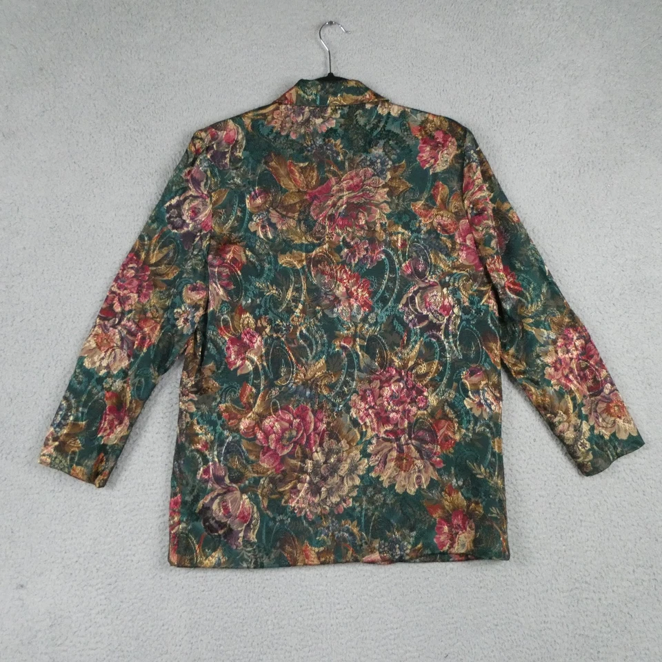 Blazer Worthington Vintage Mujer 10P Verde Floral Tapiz Chaqueta Hecho en EE. UU. Foto 2 de 4