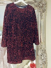 Red Sequin Et Vous Matalan Ladies Dress Long sleeve Size 12