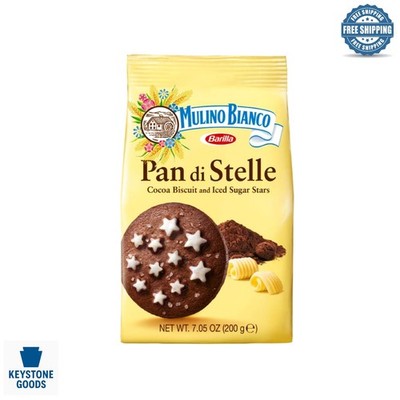 Pan di Stelle Cocoa Biscuits with Sugar Stars, 7.05 oz - Italian Quality Choc...
