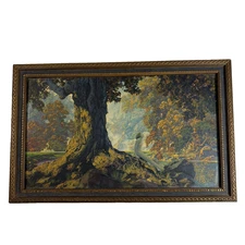 Maxfield Parrish Dreaming 11x7 Print Small Size Original Label On Back