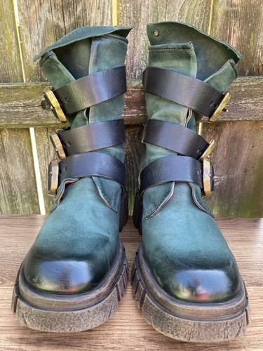 EUC A.S.98 Balsamic Green Leather Hamish Boots Size 39 AS98