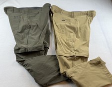 Eddie Bauer Convertible Tech Pants Men  s Size 40x32 Lot Of 2 Olive  Tan