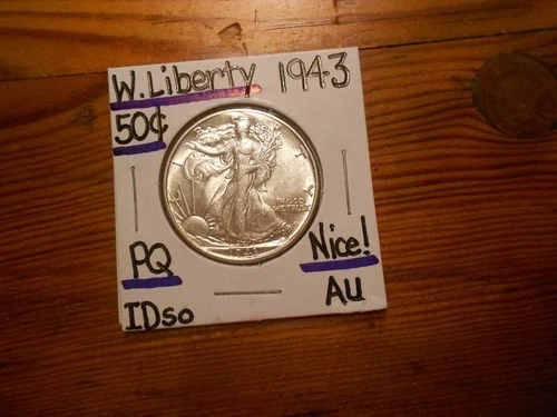 1943 Walking Liberty Silver Half Dollar AU SWEET!!!! PQ!!!! LOOOOOOOOOK!!!!!