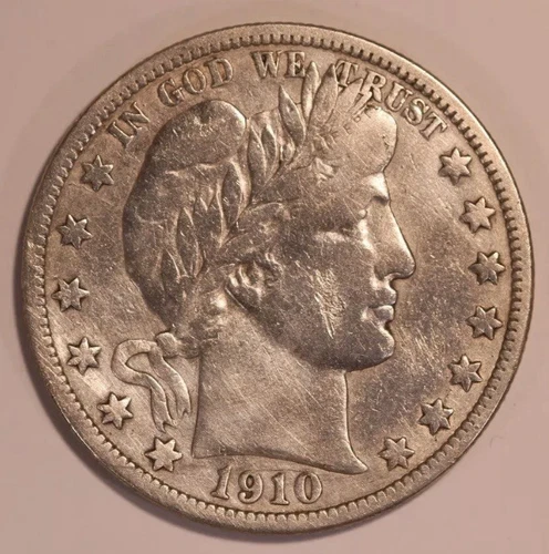 Very Rare 1910 S Barber Half Dollar Scarce Date Higher Grade  Xf / Au