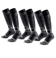 Merino Wool Ski Socks for Men, Women  Youth - Over Large 3 Black Black Black