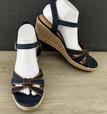Sandalias Tommy Hilfiger Talla 10 Gazeiy con Denim Superior Yute Cuña Imitación Cuero Detalle