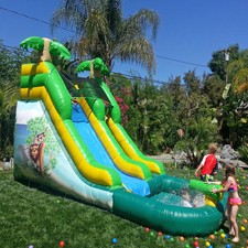 JumpOrange Safari Inflatable Water Slide with Pool for Kids Adults - No Blower